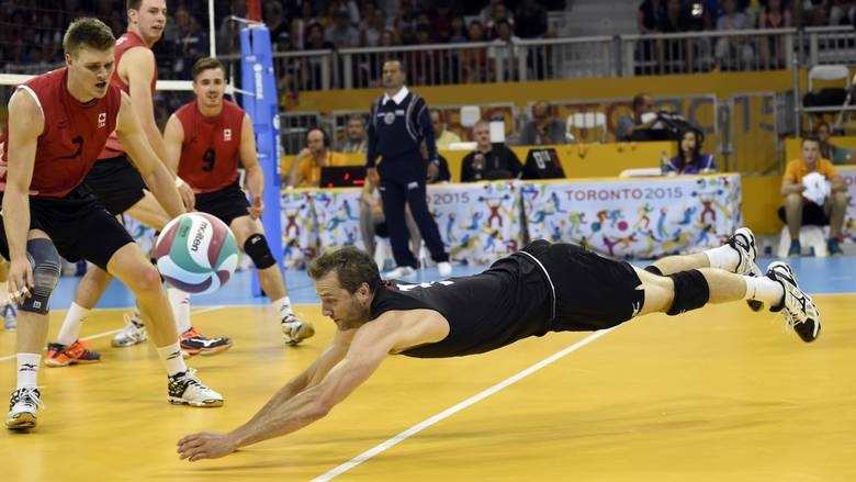 Canadians in action against the United States in men’s volleyball at the Toronto 2015 Pan Am Games. FRED LUM/THE GLOBE AND MAIL